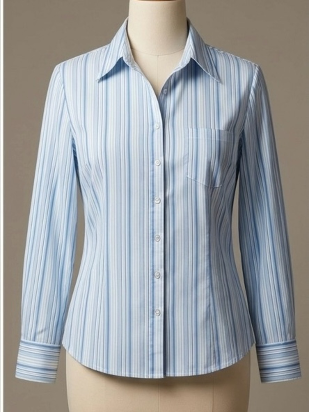 Classic Light Blue Striped Button-Up Shirt